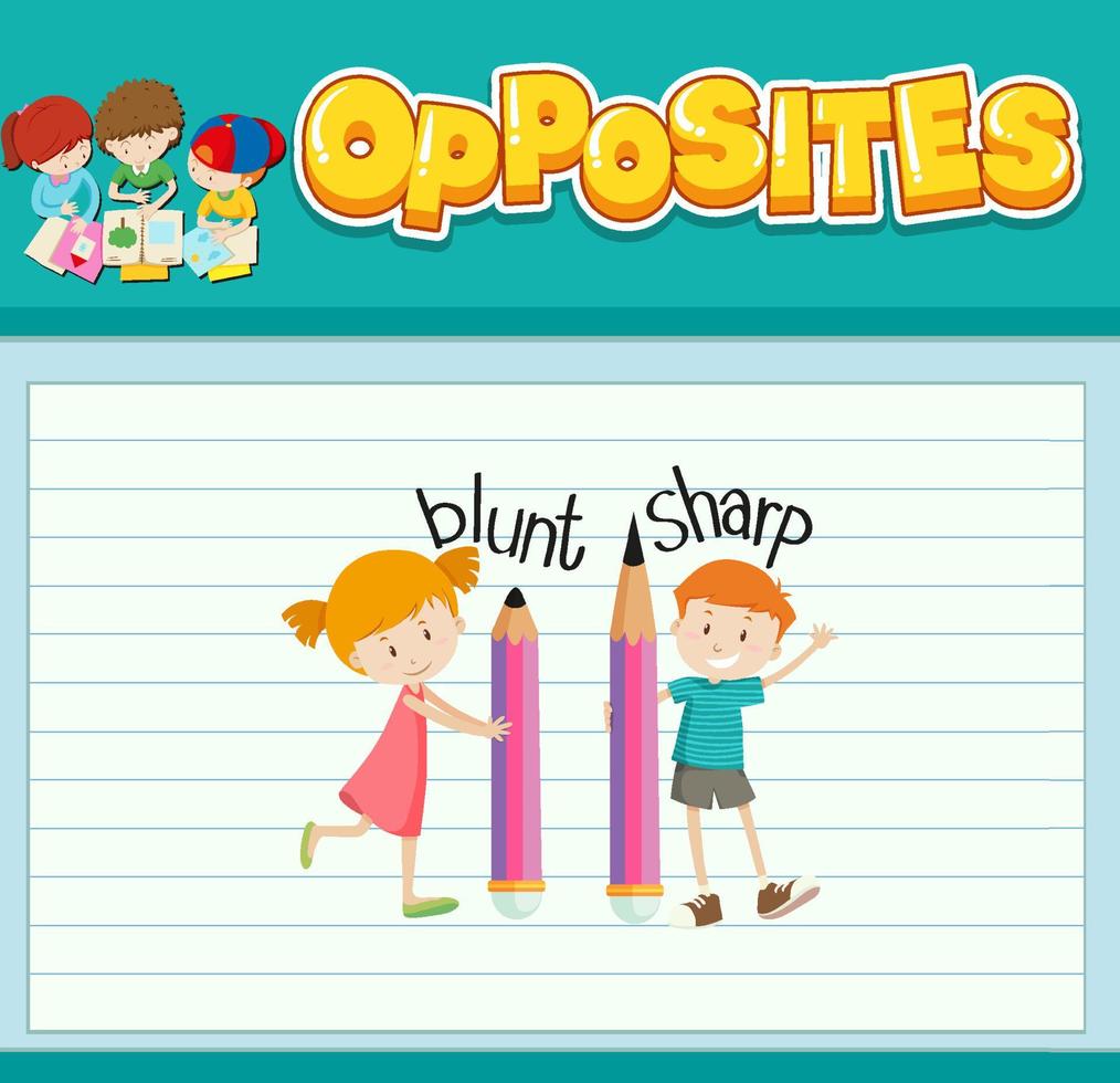 Education word card of English opposites word vector