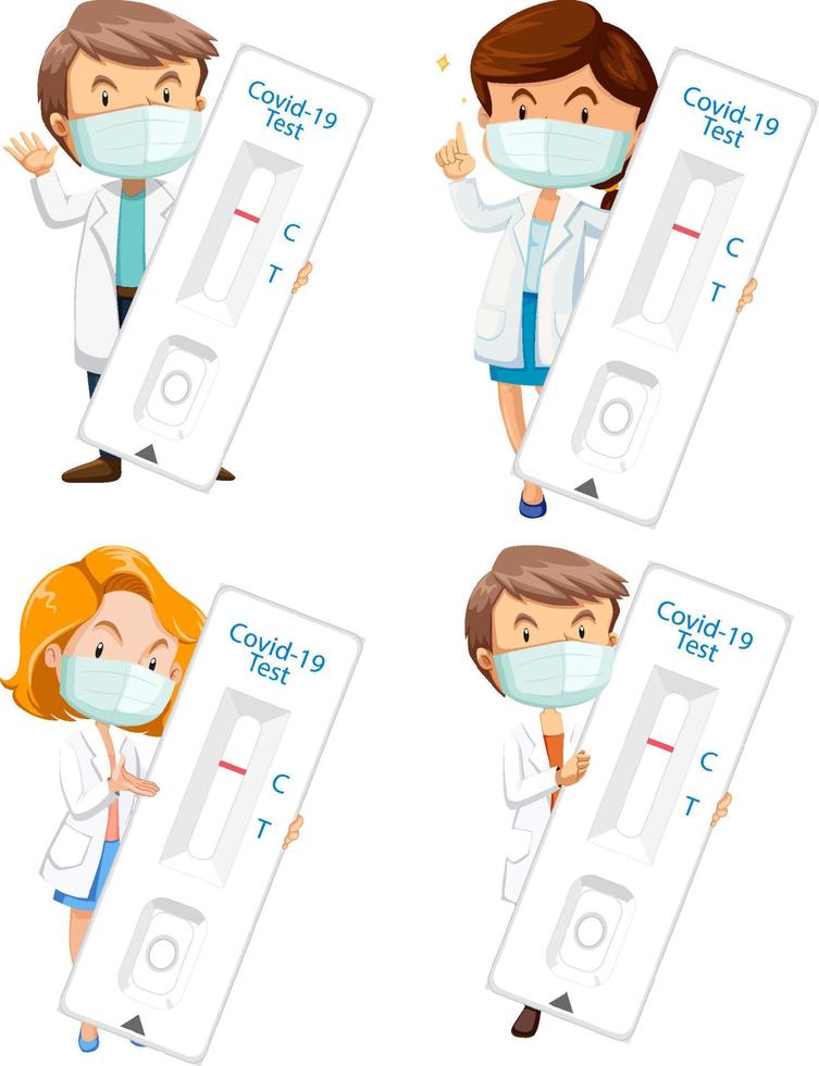 Covid 19 testing with antigen test kit vector