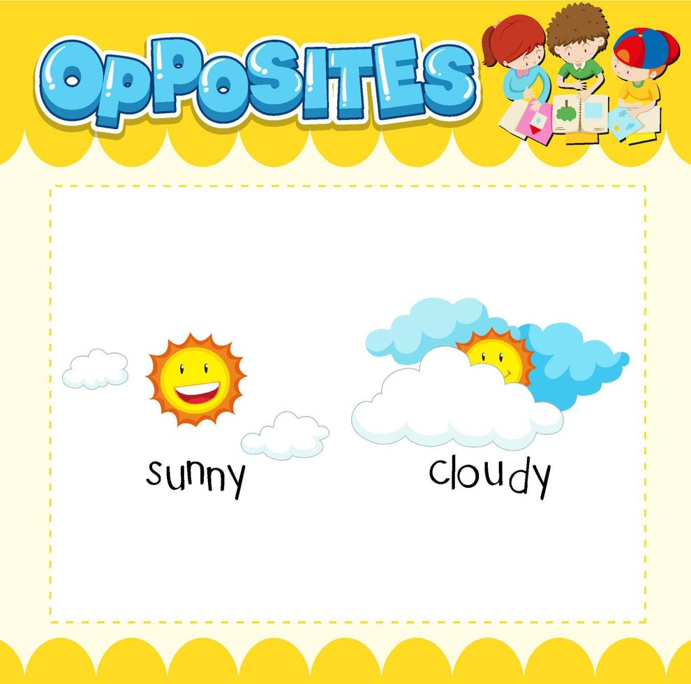 Opposite words for sunny and cloudy vector