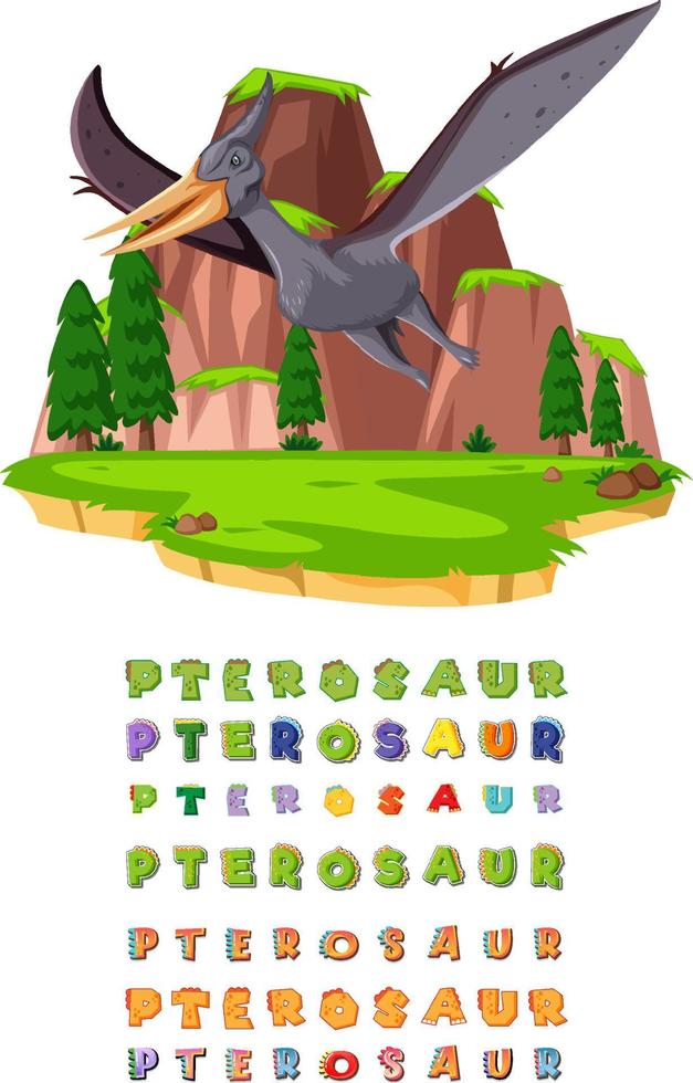 Font design for pterosaur vector
