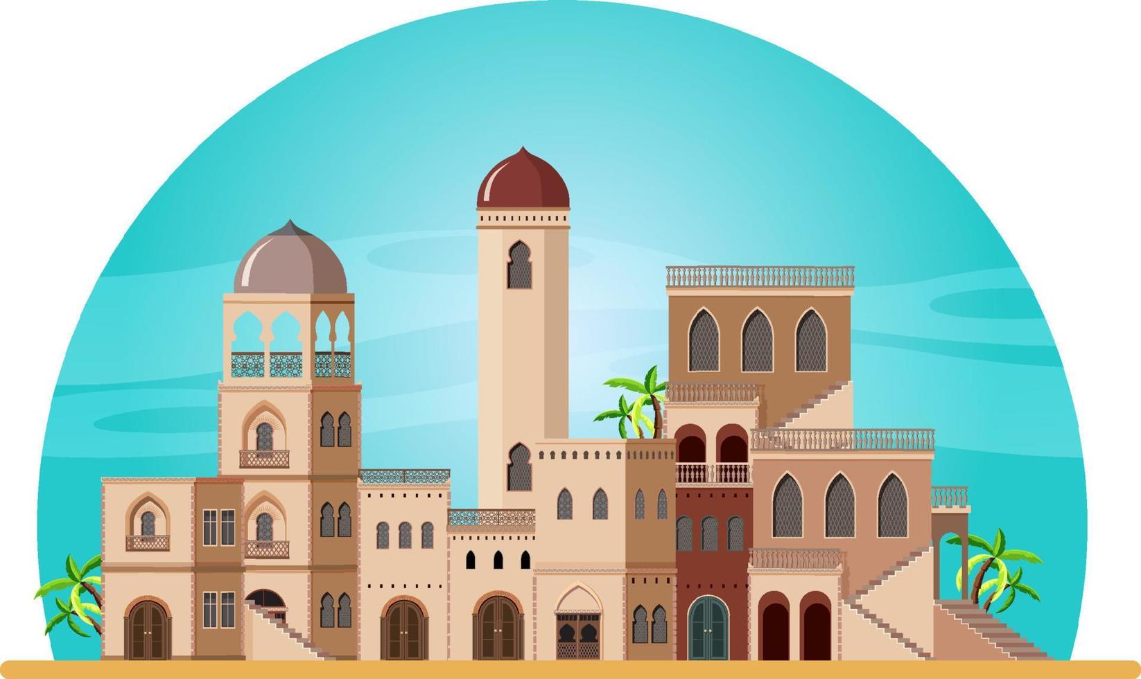 Arabian architecture house and building vector