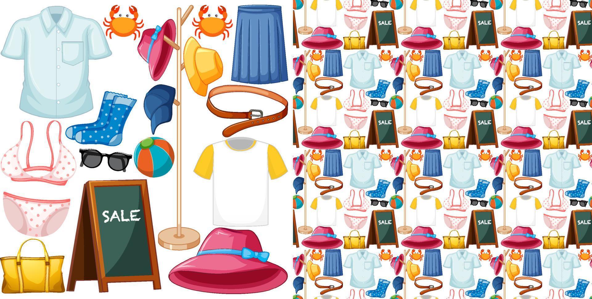 Seamless background design with cloth theme on white background vector