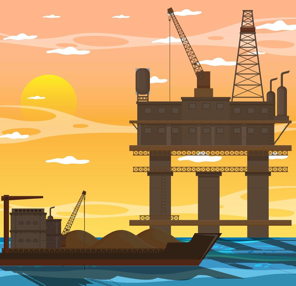 Petroleum industry concept with offshore oil platform vector