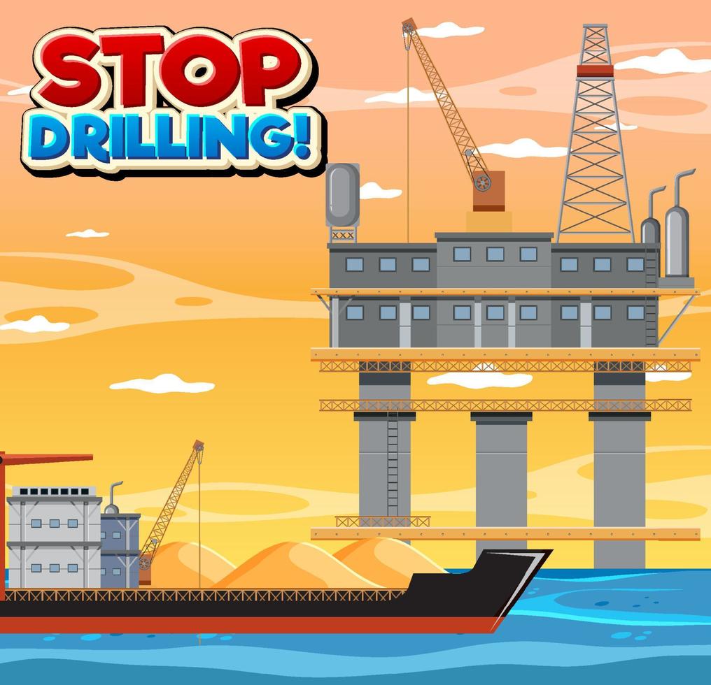 Petroleum industry concept with offshore oil platform vector