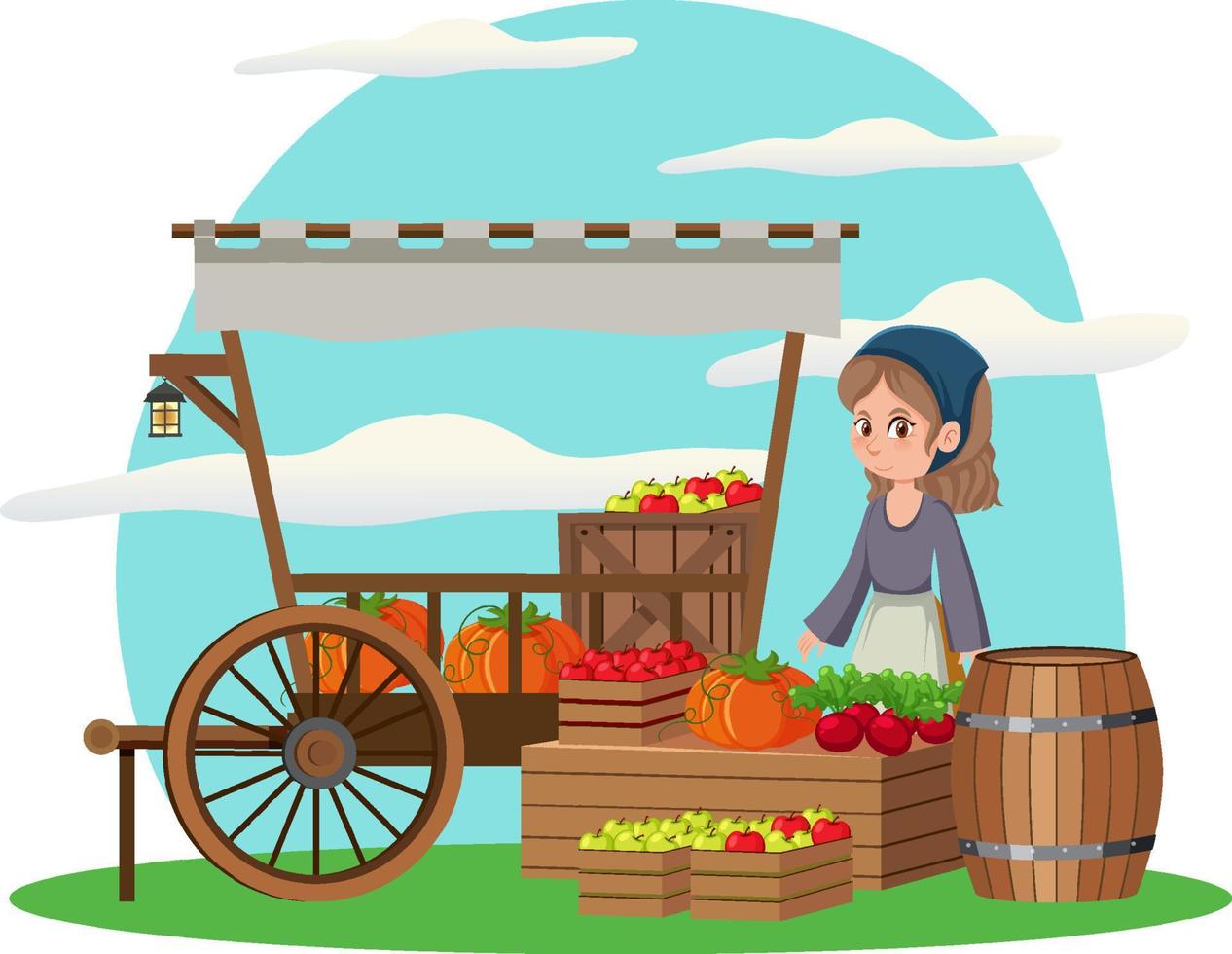 Flea market concept with fruit store vector