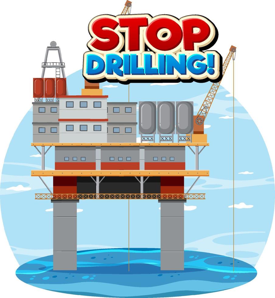 Stop drilling cartoon word logo design vector
