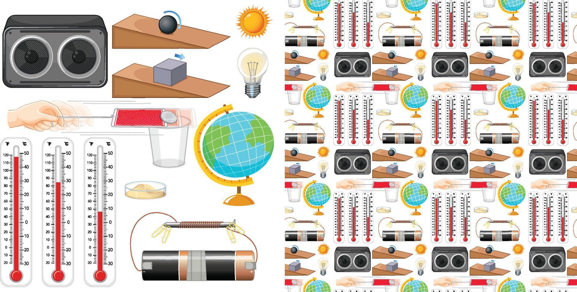 Seamless background with science equipments vector