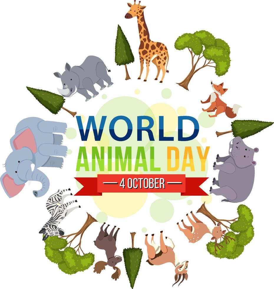 World Animal Day banner with African wild animals vector