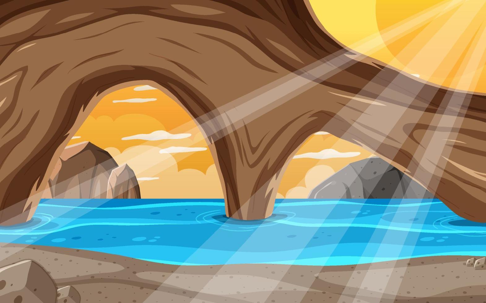 dentro del paisaje de la cueva en estilo de dibujos animados vector