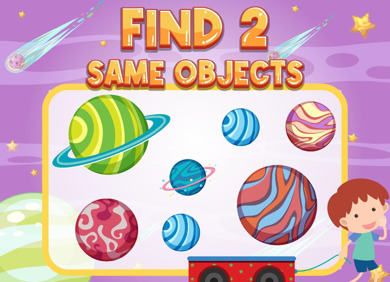 Find 2 same object worksheet for children vector