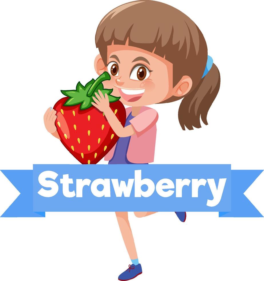 A girl holding fruit with letter on white background vector