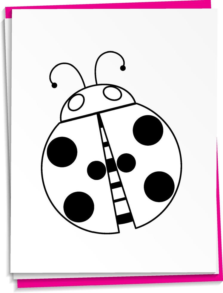 Hand drawn ladybug on paper vector