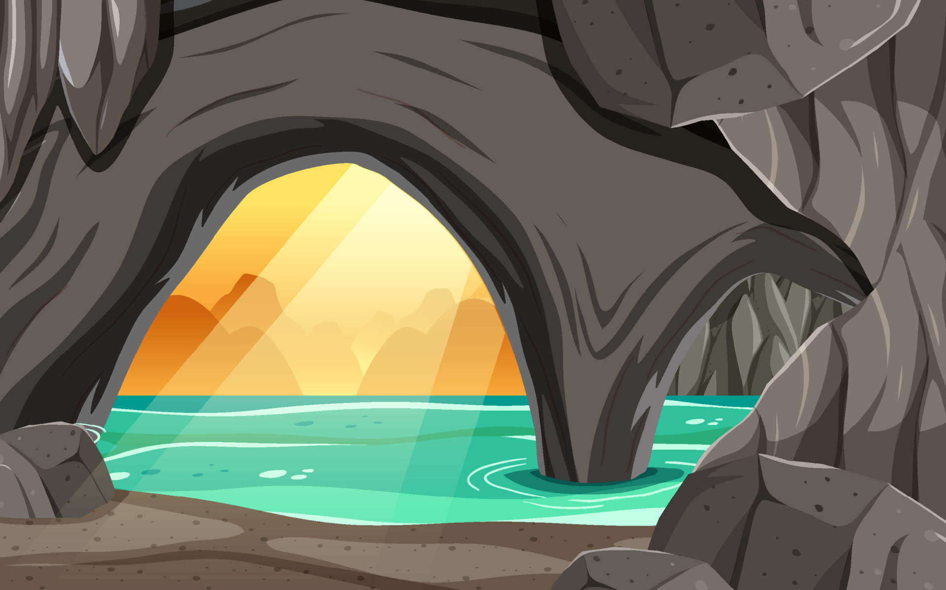 Inside cave landscape in cartoon style 6772419 Vector Art at Vecteezy