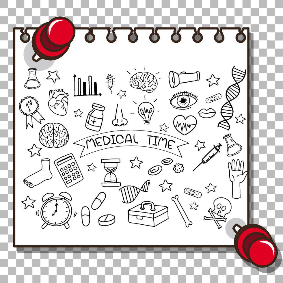 Hand drawn doodle of medical icons vector