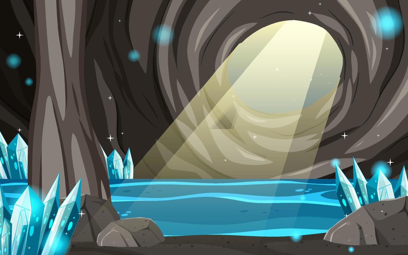 dentro del paisaje de la cueva en estilo de dibujos animados vector