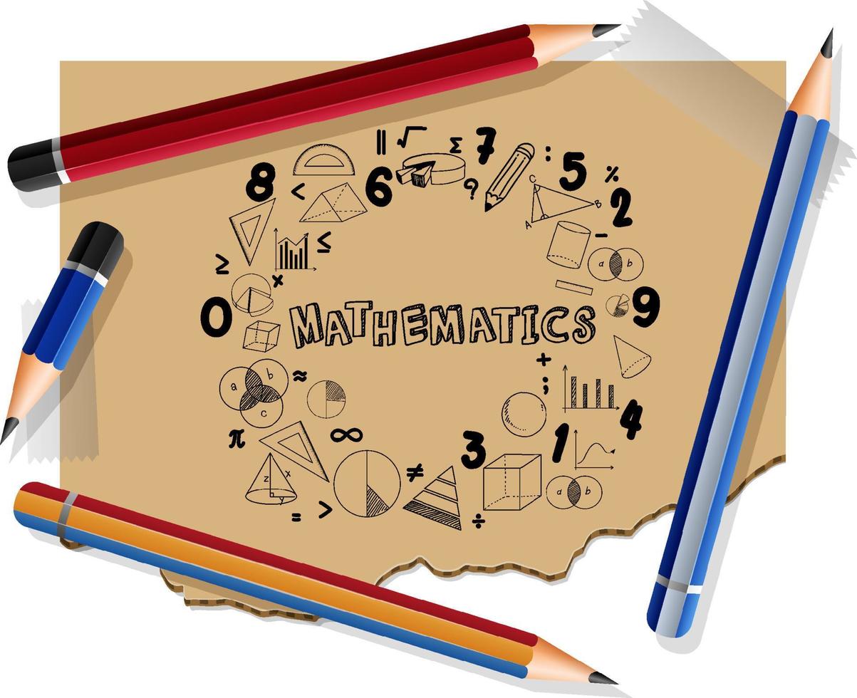 Doodle math formula with Mathematics font on notebook page vector