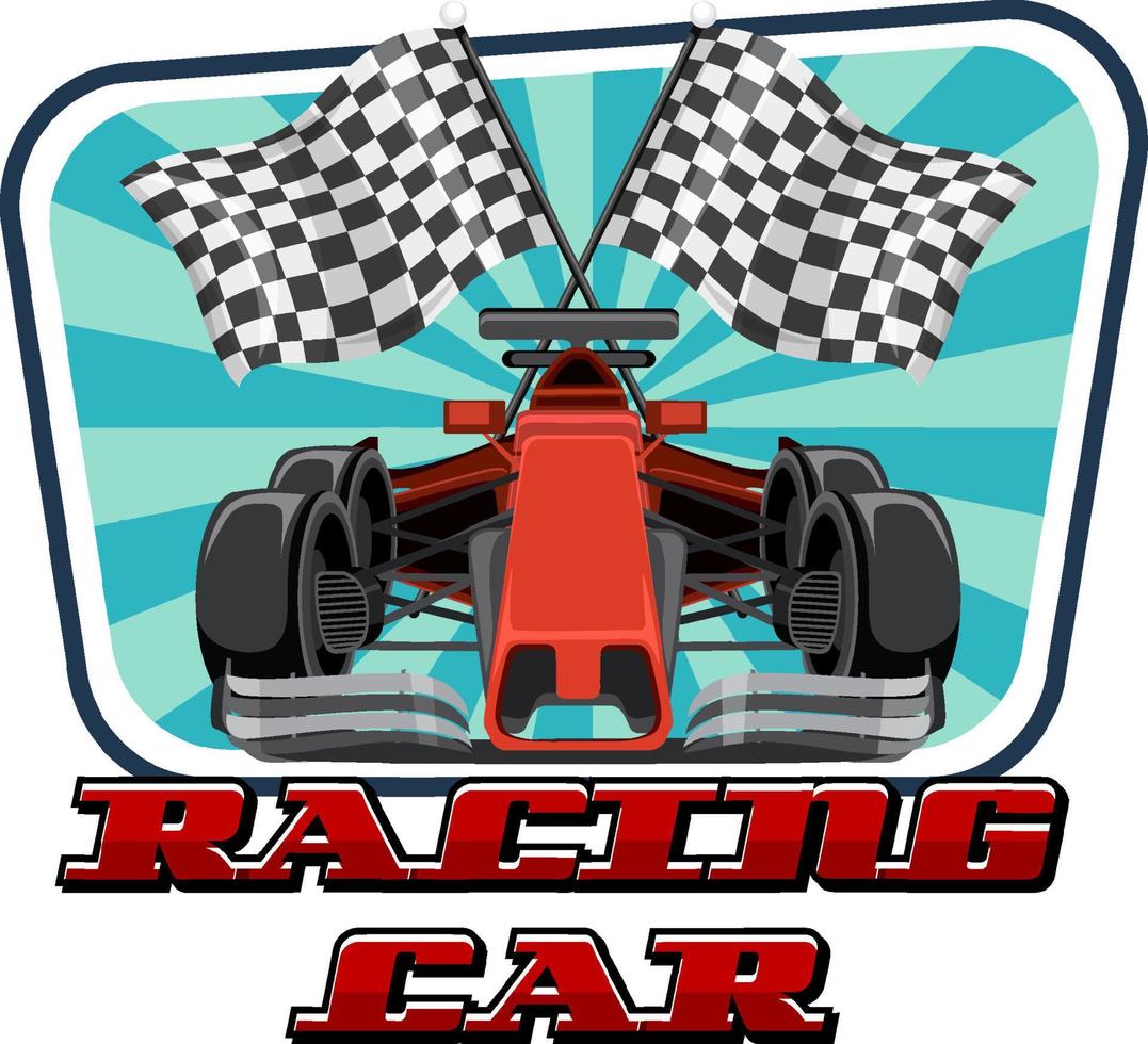 Racing car logo with racing car on white background vector