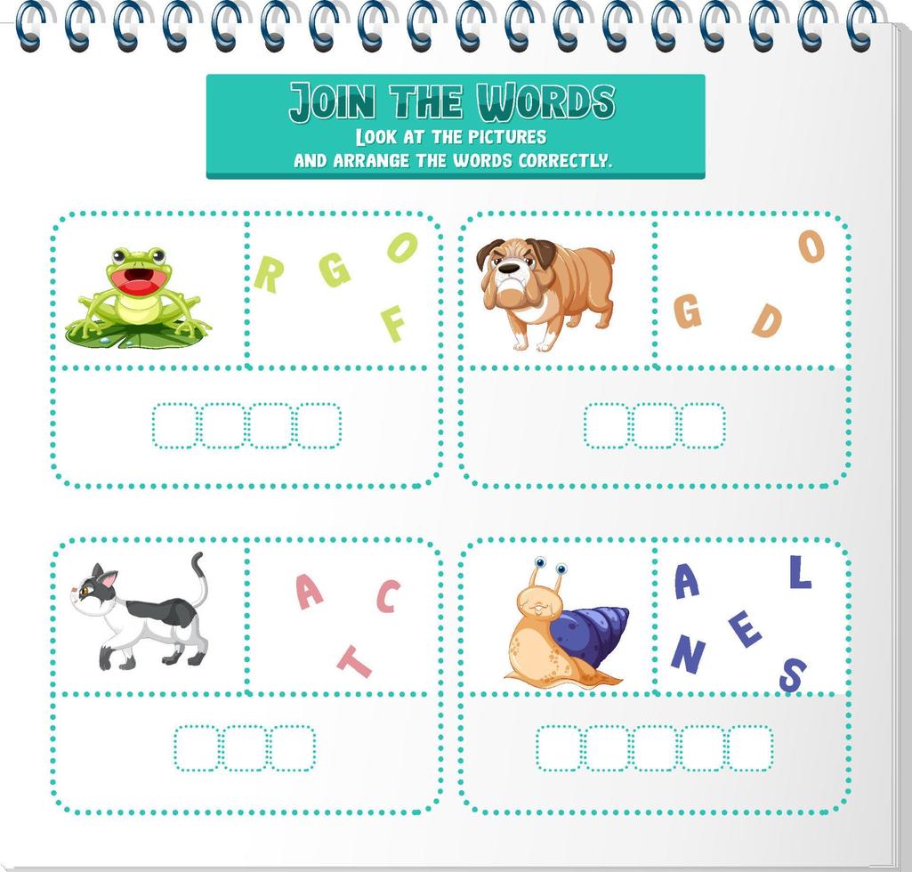 Arrange the letters in order with pictures vector