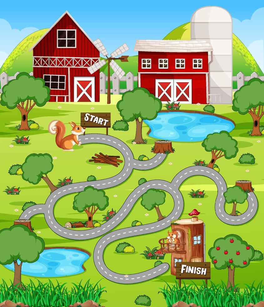 A farm boardgame template vector