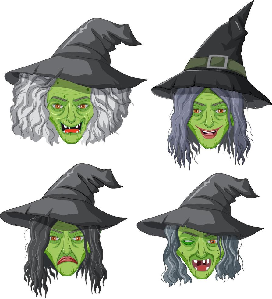 Halloween theme with green face witch vector