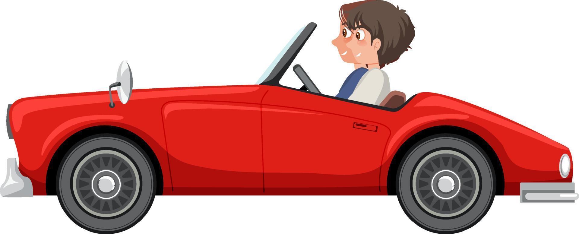 Couple in classic car on white background vector