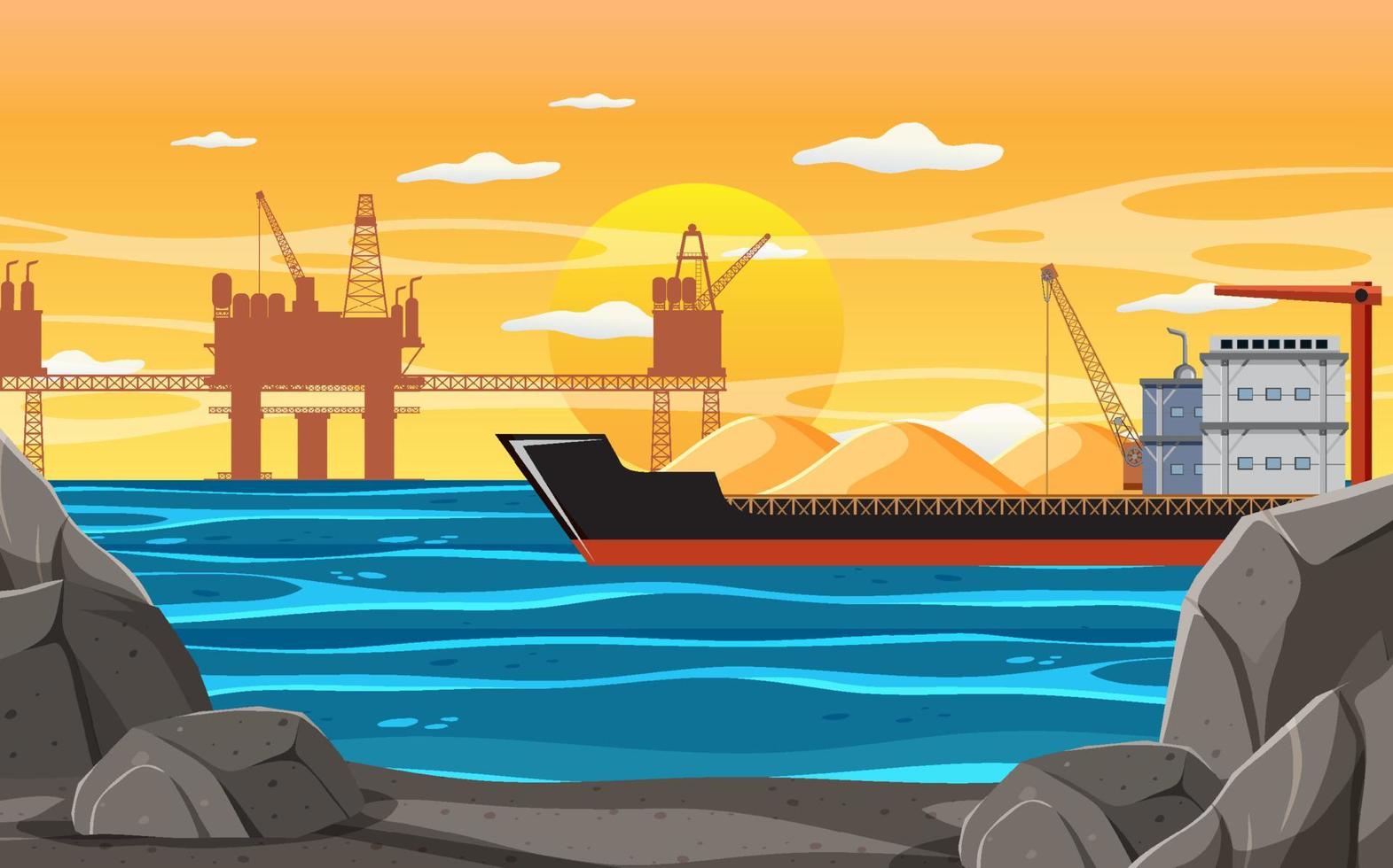 Petroleum industry concept with offshore oil platform vector