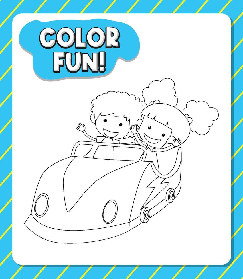 Worksheets template with color fun text and roller coaster outline vector