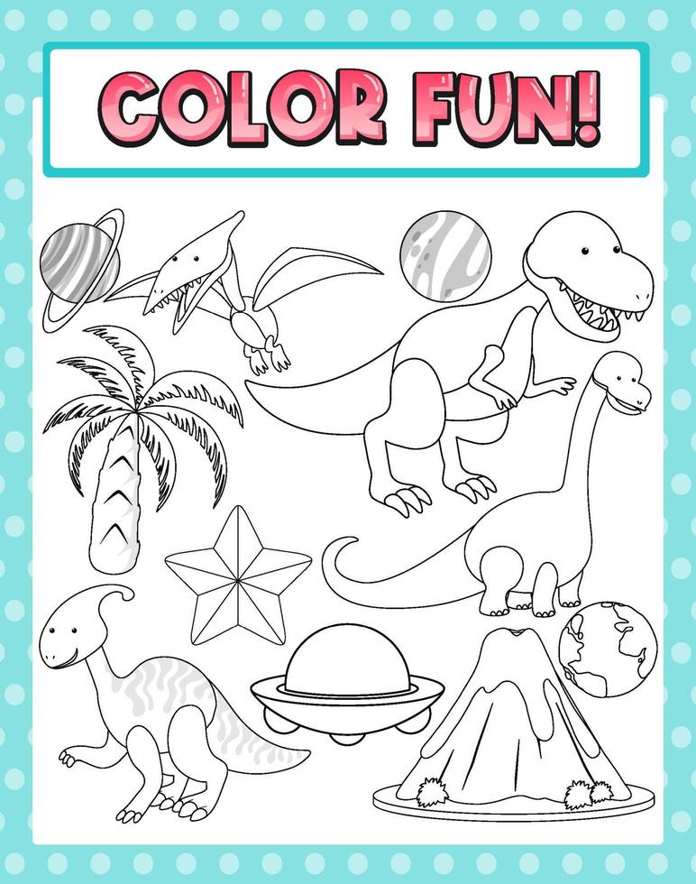 Worksheets template with color fun text vector