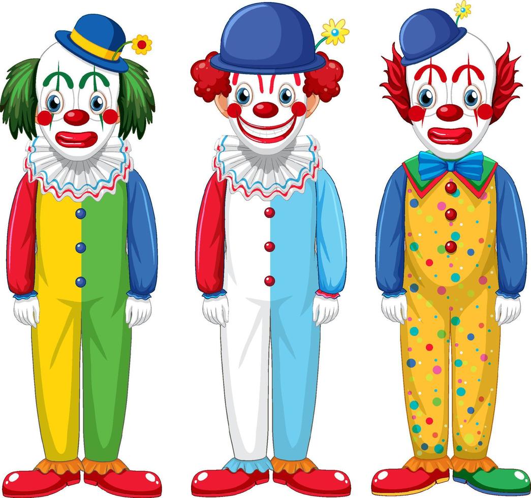 Set of clown cartoon character vector