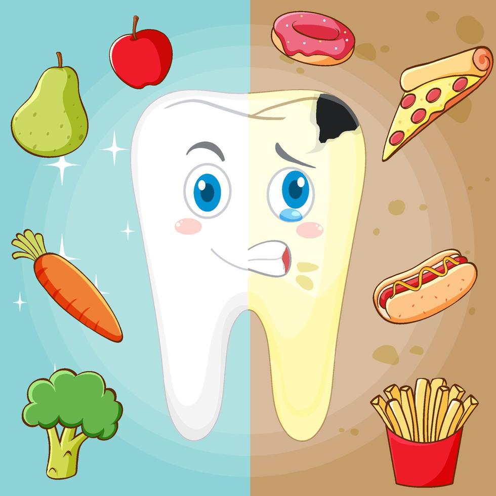 Poster of healthy tooth and tooth decay vector