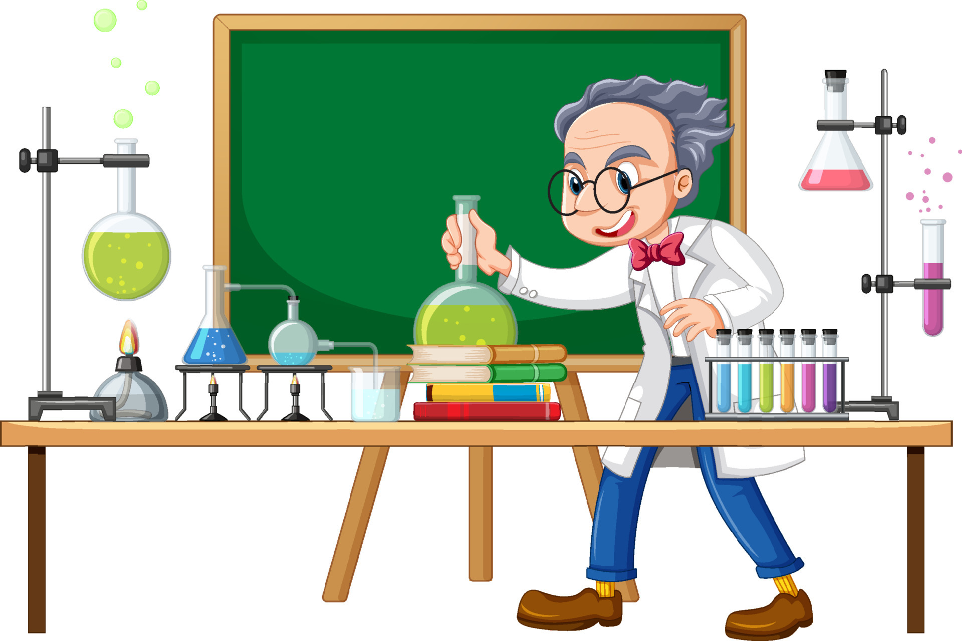 Scientist cartoon character with science lab objects 6772584 Vector Art at Vecteezy Scientist cartoon character with science lab objects 6772584 Vector Art at Vecteezy
