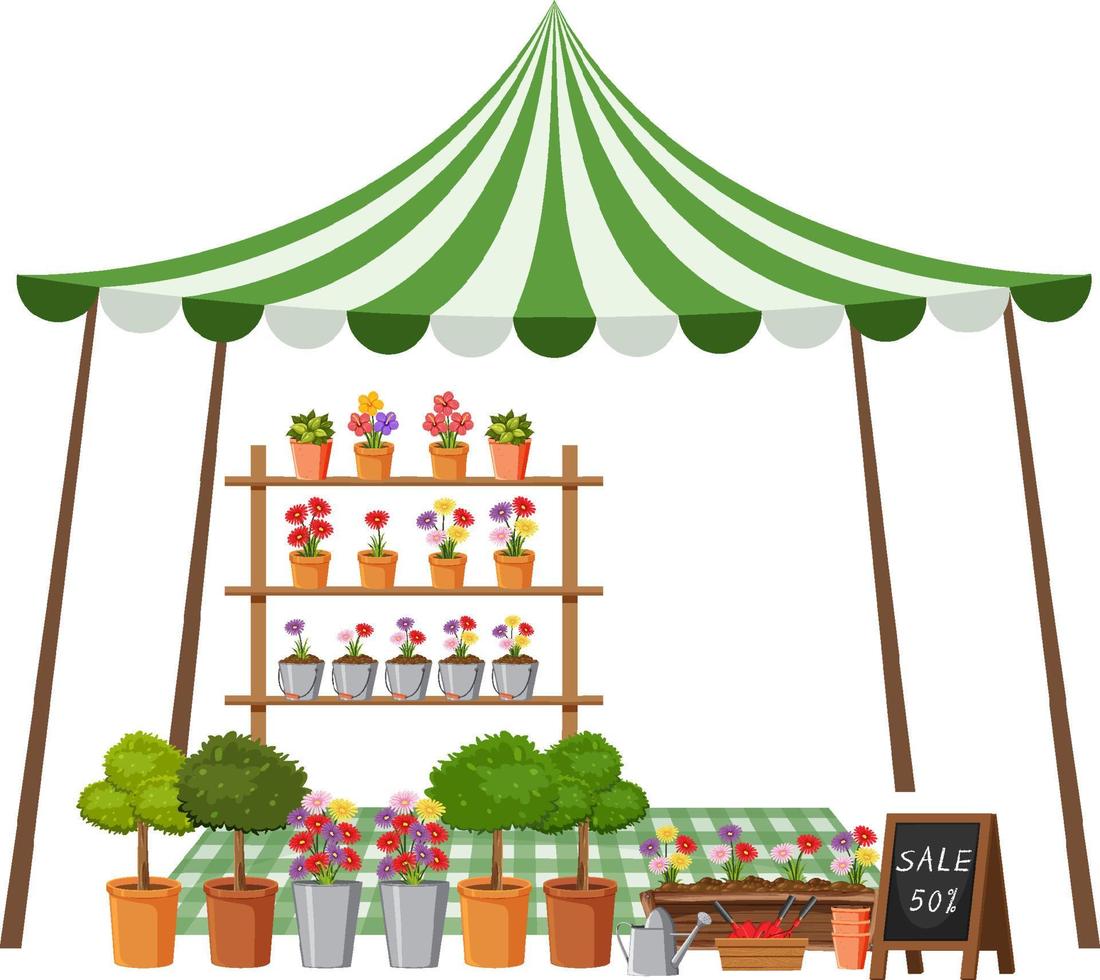 Flea market concept with plant shop vector