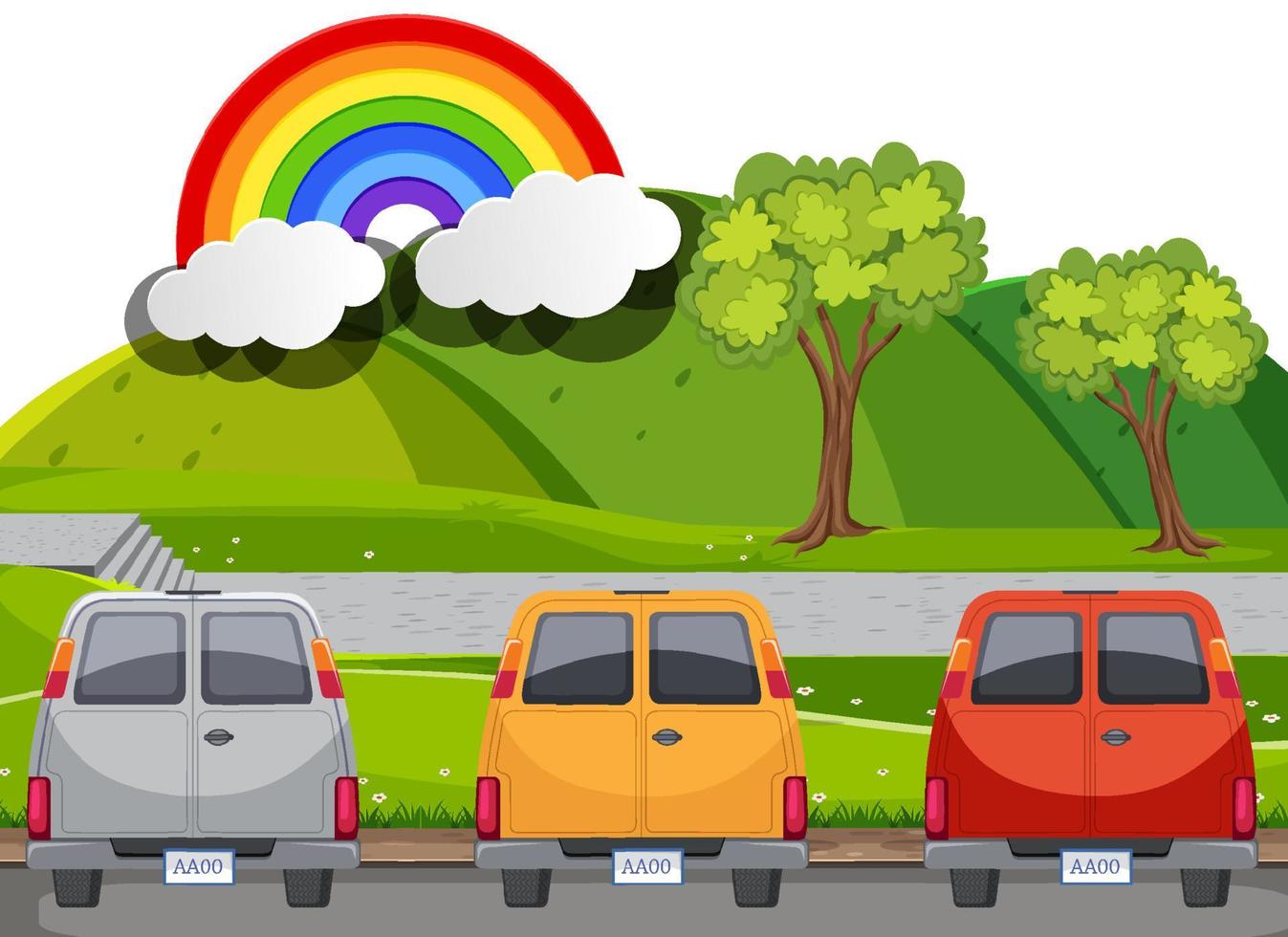 Parking concept with three cars vector