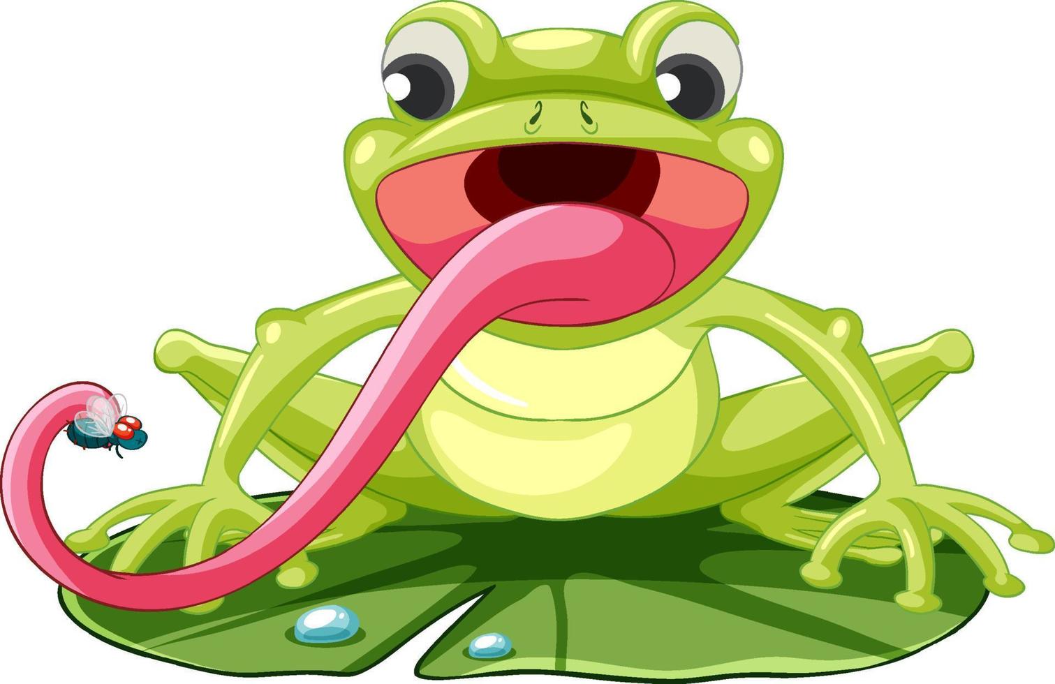 A frog catching insect in cartoon style vector