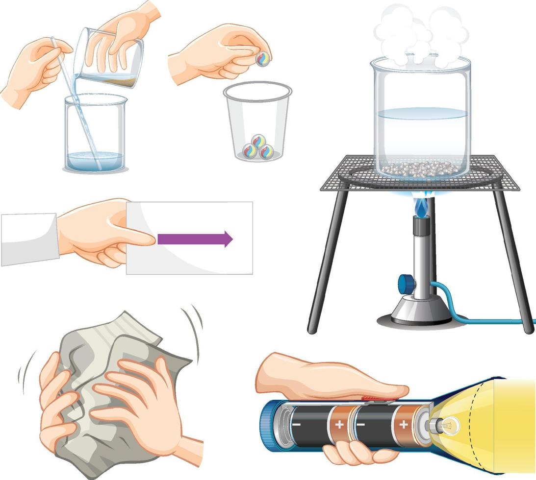 Different science equipments on white background vector