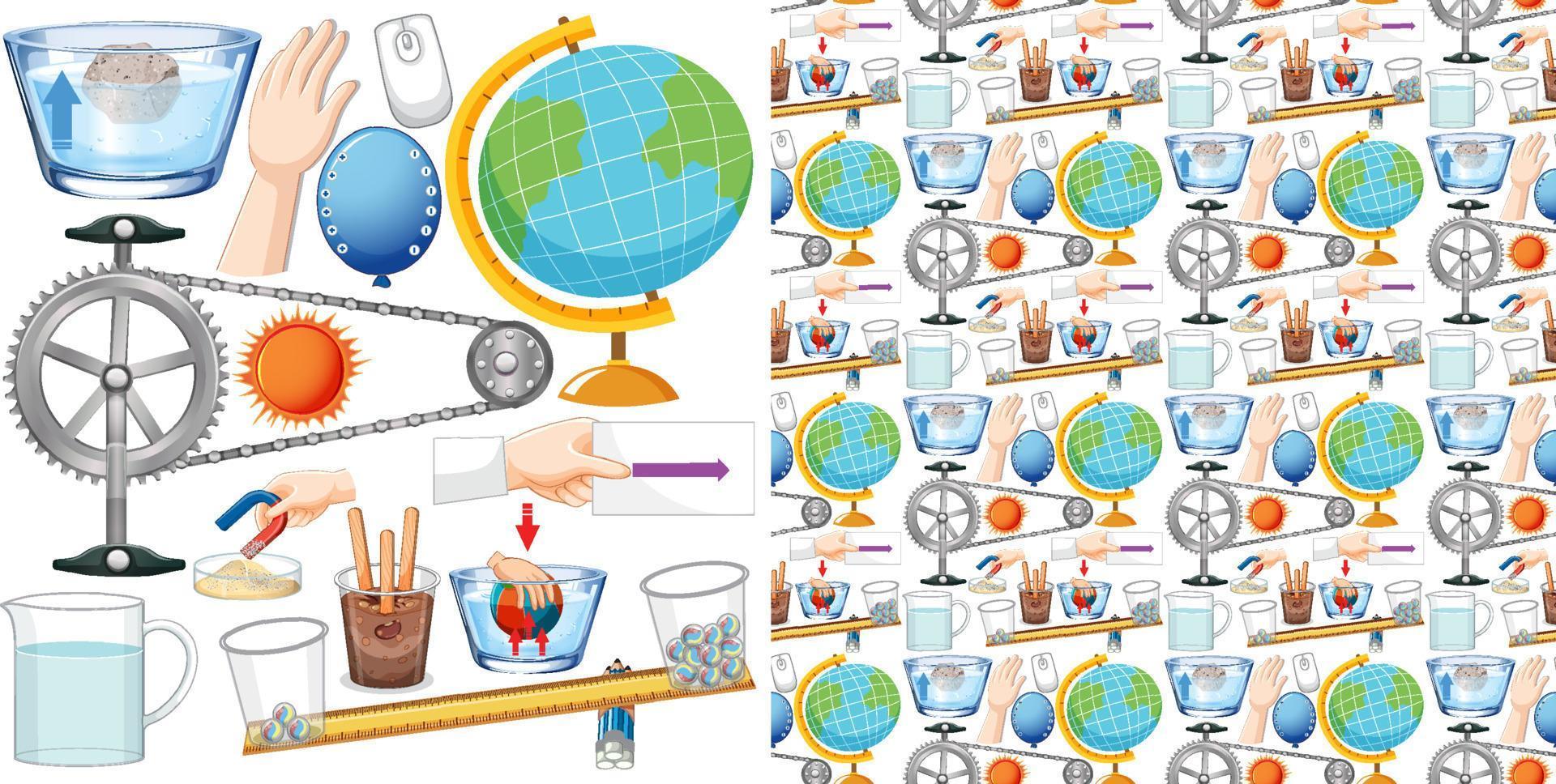 Seamless background with science equipments vector