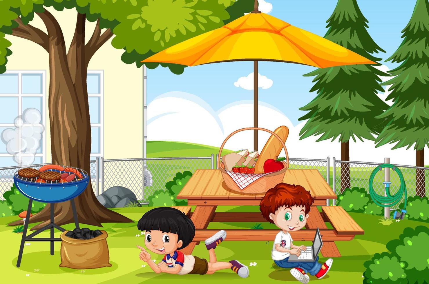 Scene with children in the park vector