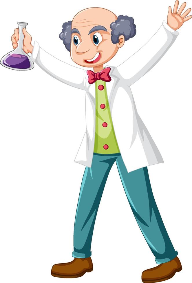 A chemist holding beaker on white background vector