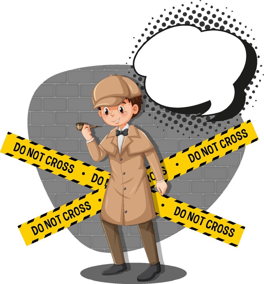 Detective looking for clues in template vector