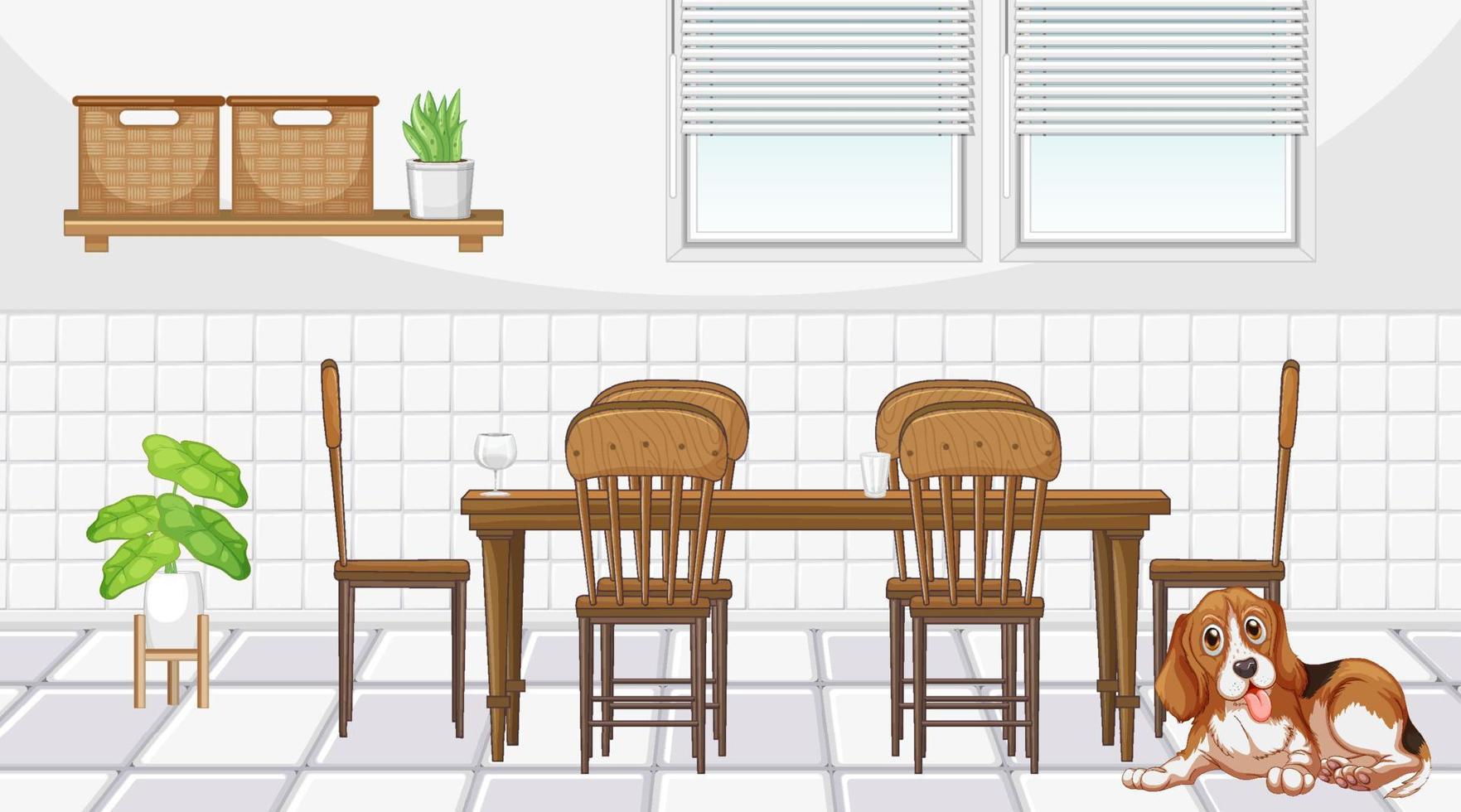 Set of different domestic animals in kitchen vector