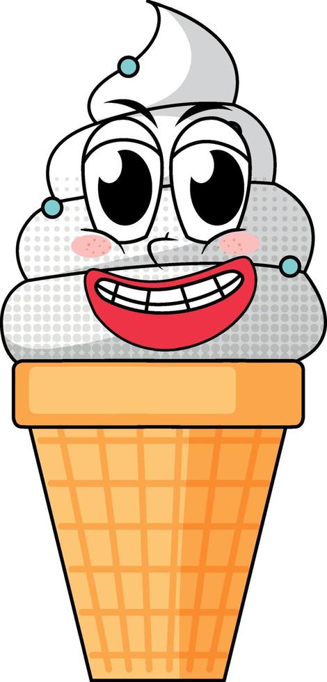 Ice cream cartoon character on white background vector
