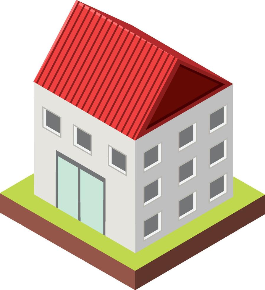 Isometric building on white background vector