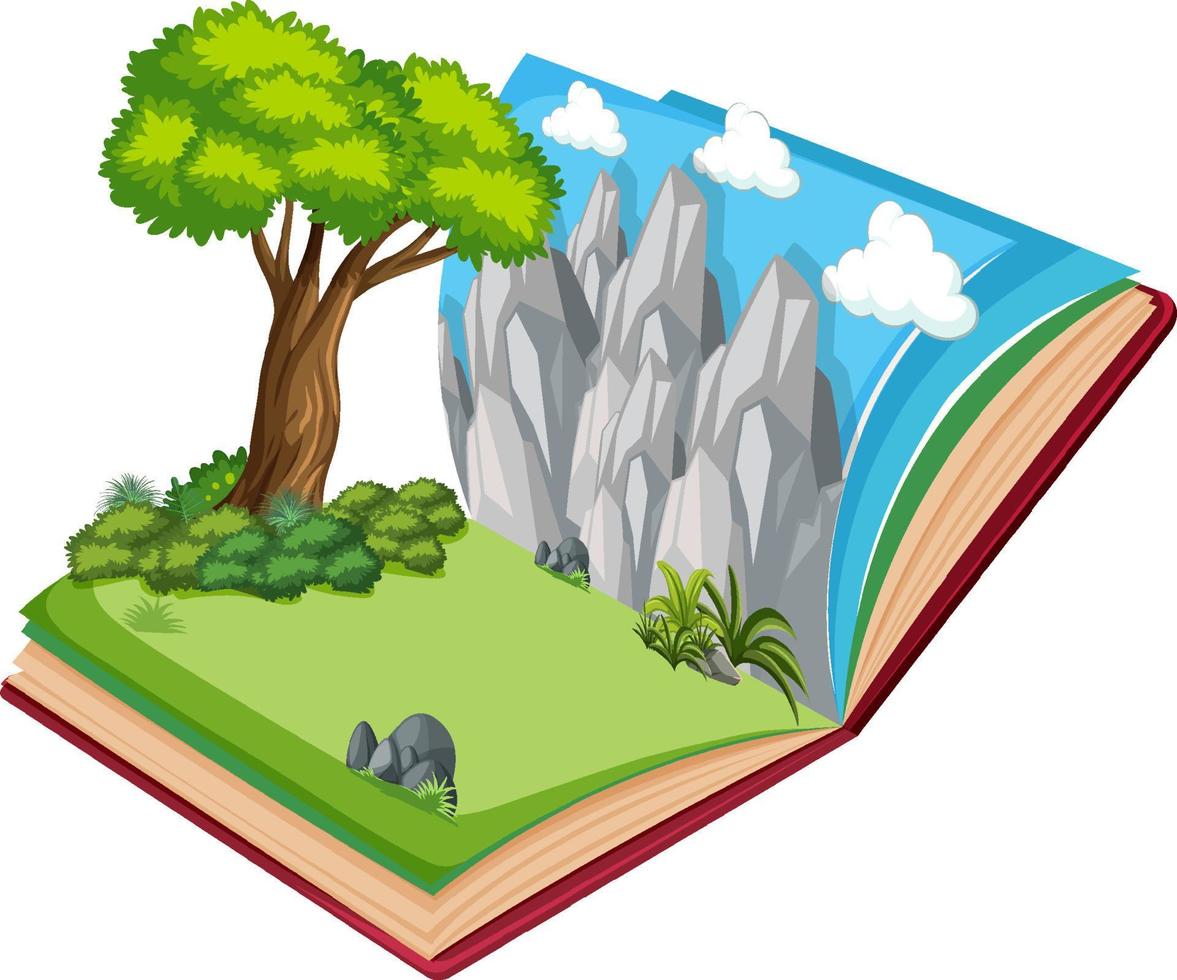 Pop up book with outdoor nature scene vector