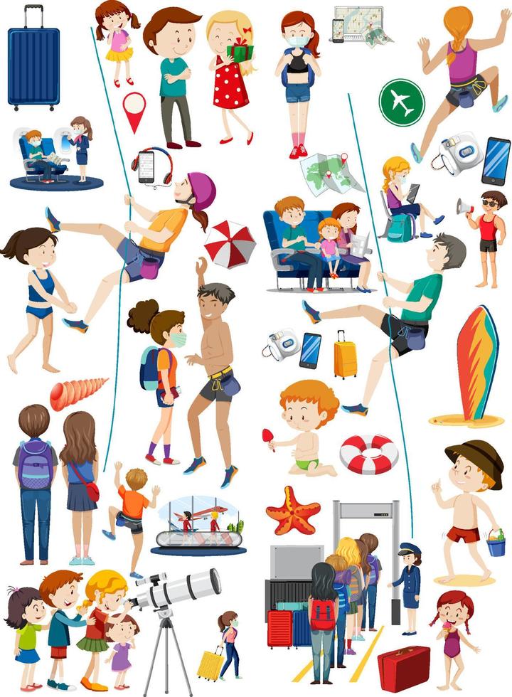 Set of people in different actions vector