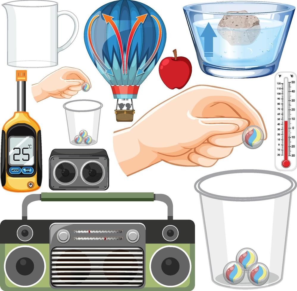 Science equipments on white background vector