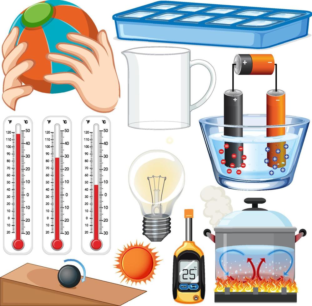 equipos de ciencia sobre fondo blanco vector