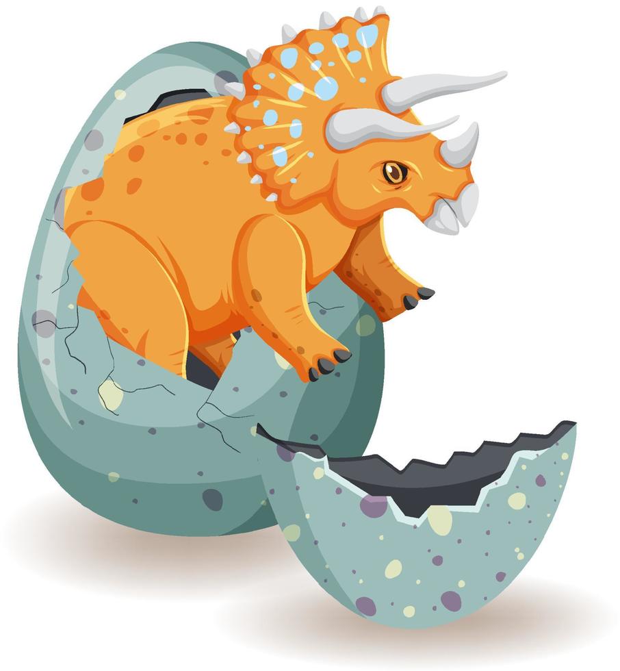 Triceratops hatching from egg vector