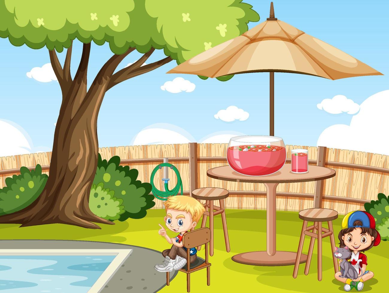 Scene with children in the park vector