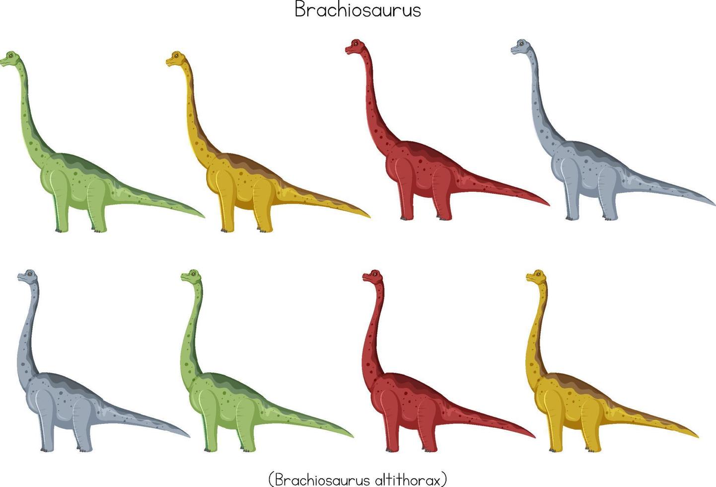 braquiosaurio en diferentes colores vector