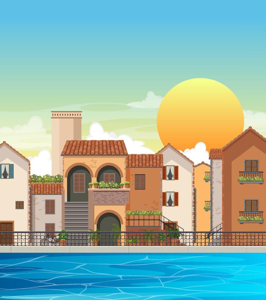 Italy town style house and building landscape vector